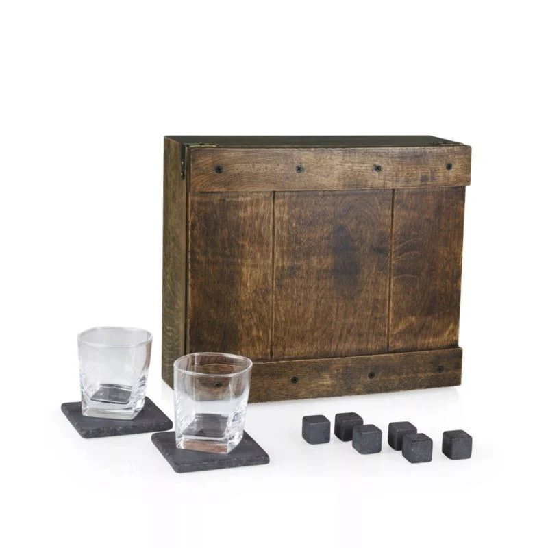 WHISKEY BOX GIFT SET, (OAK WOOD)