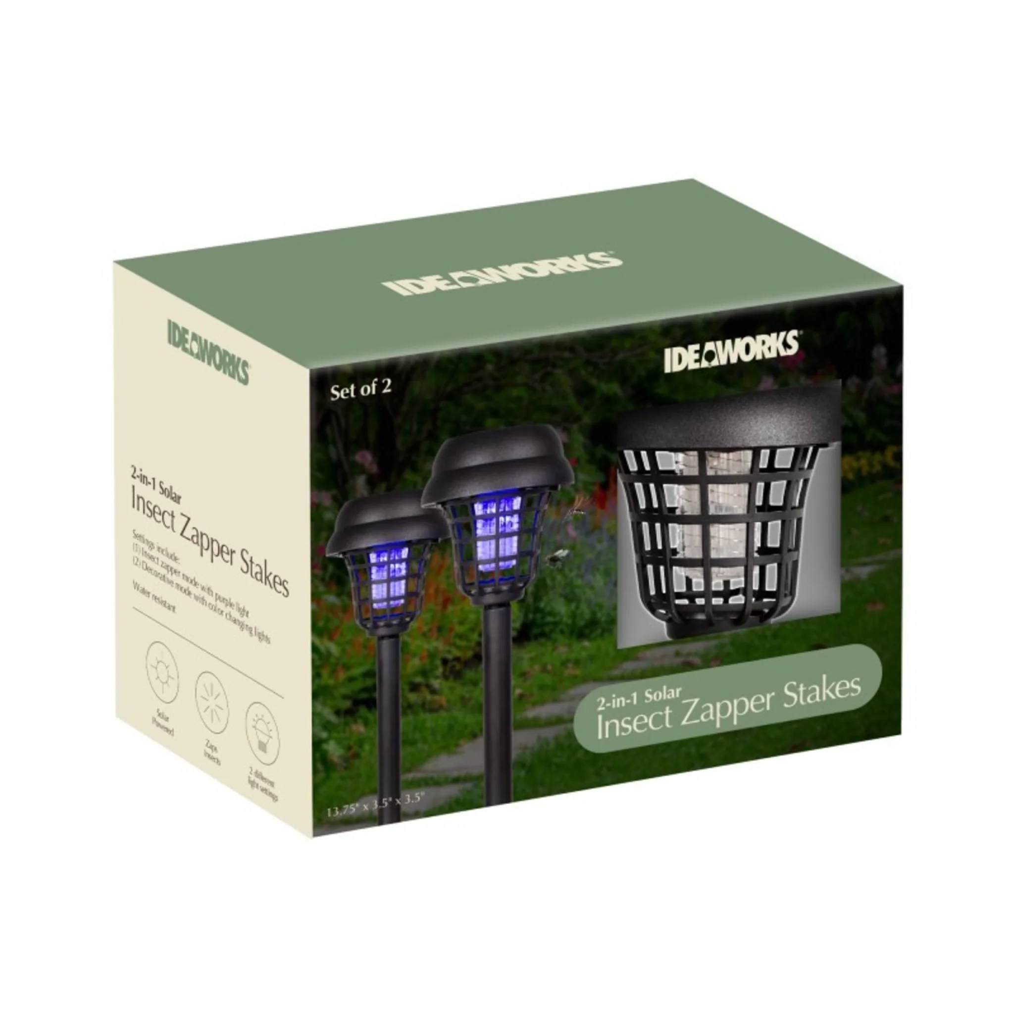2 IN 1 SOLAR INSECT ZAPPER STAKES – SET OF 2 - Image 2