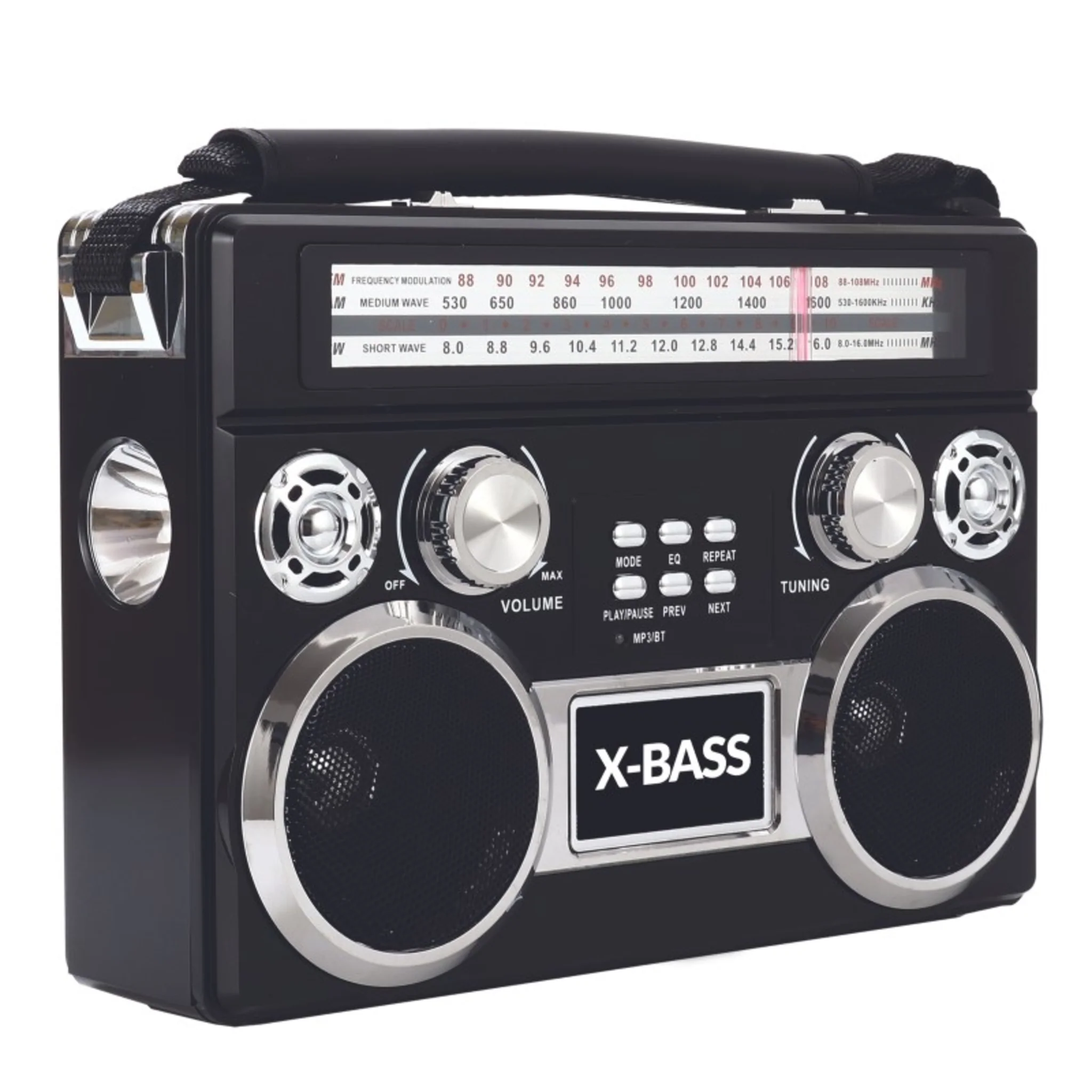 THREE BAND RADIO WITH BLUETOOTH AND FLASHLIGHT - (BLACK) - Image 2