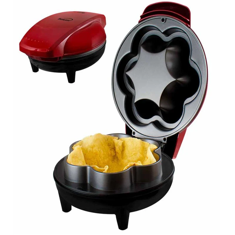 10 INCH ELECTRIC TORTILLA TACO BOWL MAKER FOR TOSTADAS SALADS APPETIZERS DIPS - (RED)