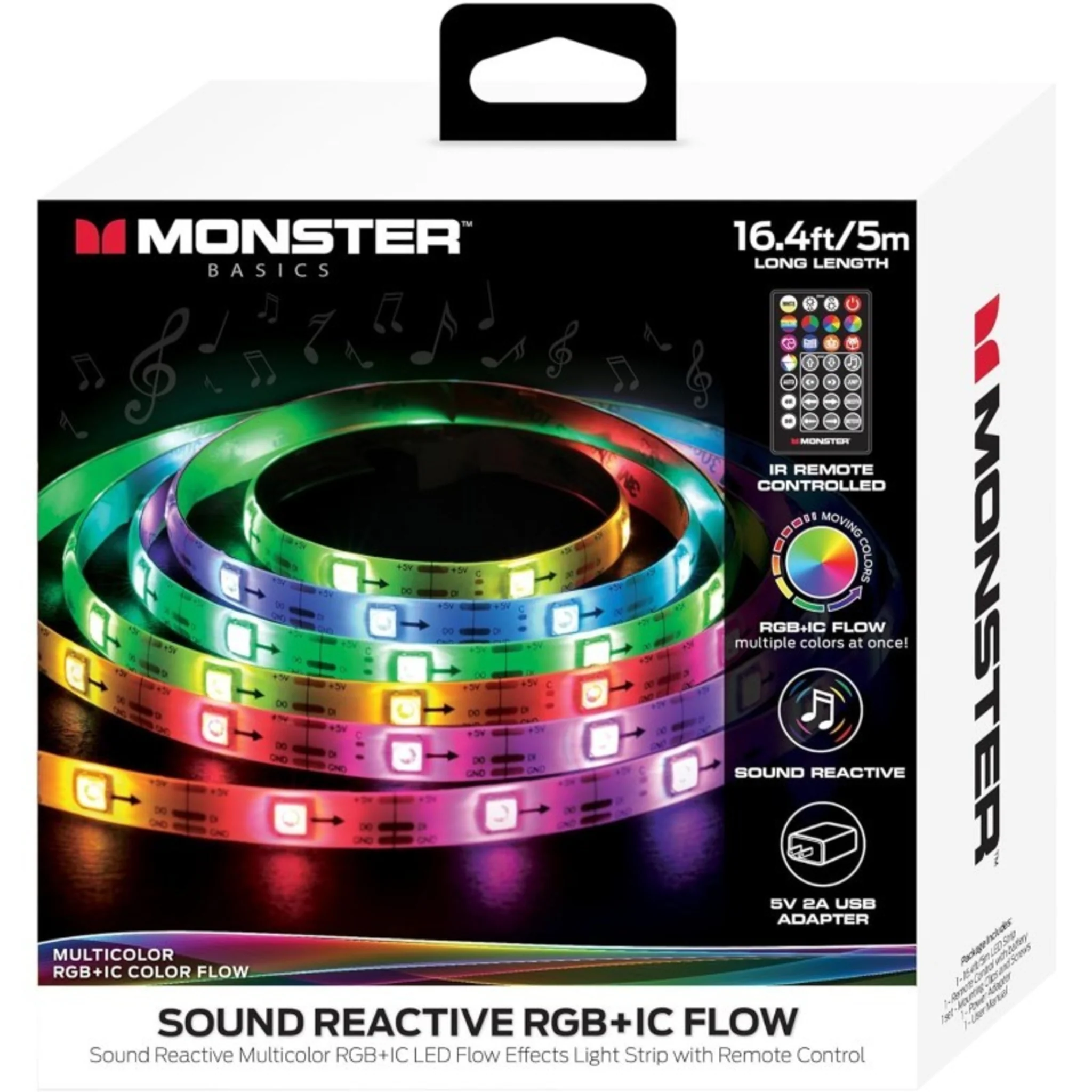 MULTI-COLOR 16.4 FOOT SOUND REACTIVE LIGHT STRIP WITH REMOTE - Image 2
