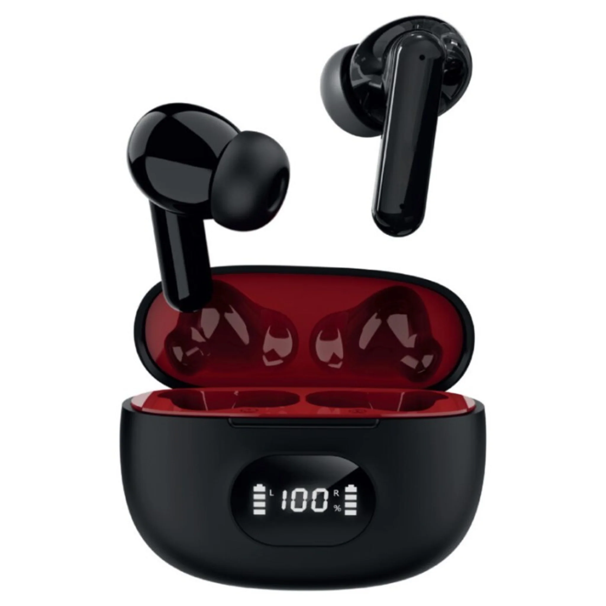 TWS EARBUDS WITH CHARGING CASE WITH LED DISPLAY - (BLACK) - Image 2