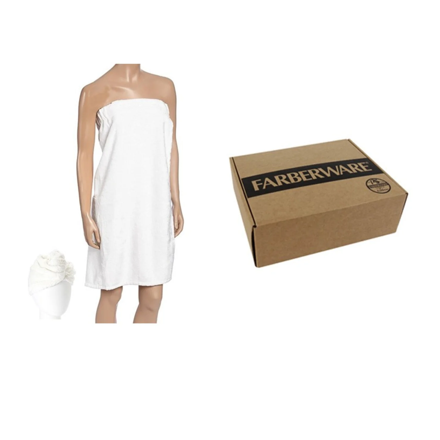 BAMBOO HAIR TURBAN WRAP SET - (WHITE) - Image 2