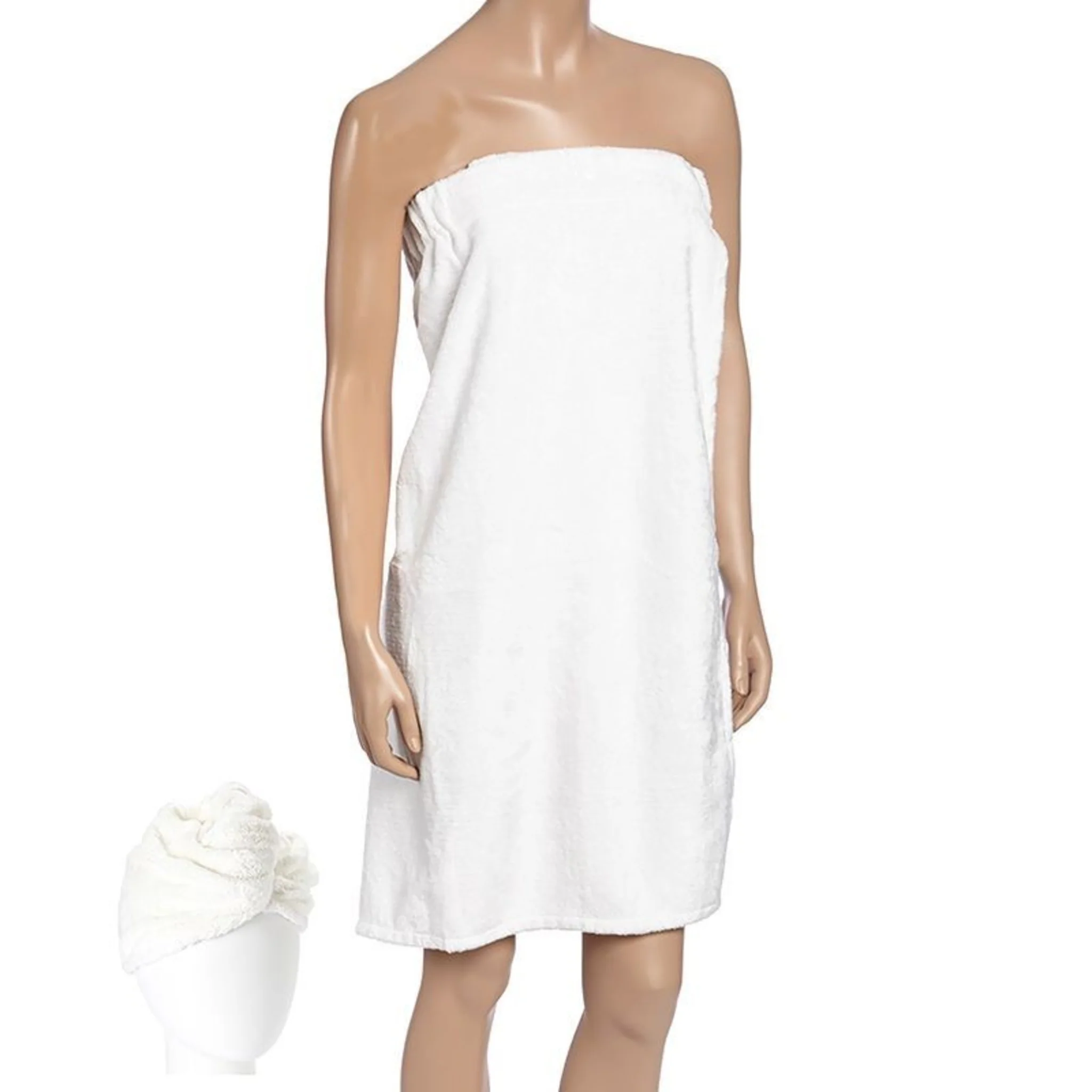 BAMBOO HAIR TURBAN WRAP SET - (WHITE) - Image 3