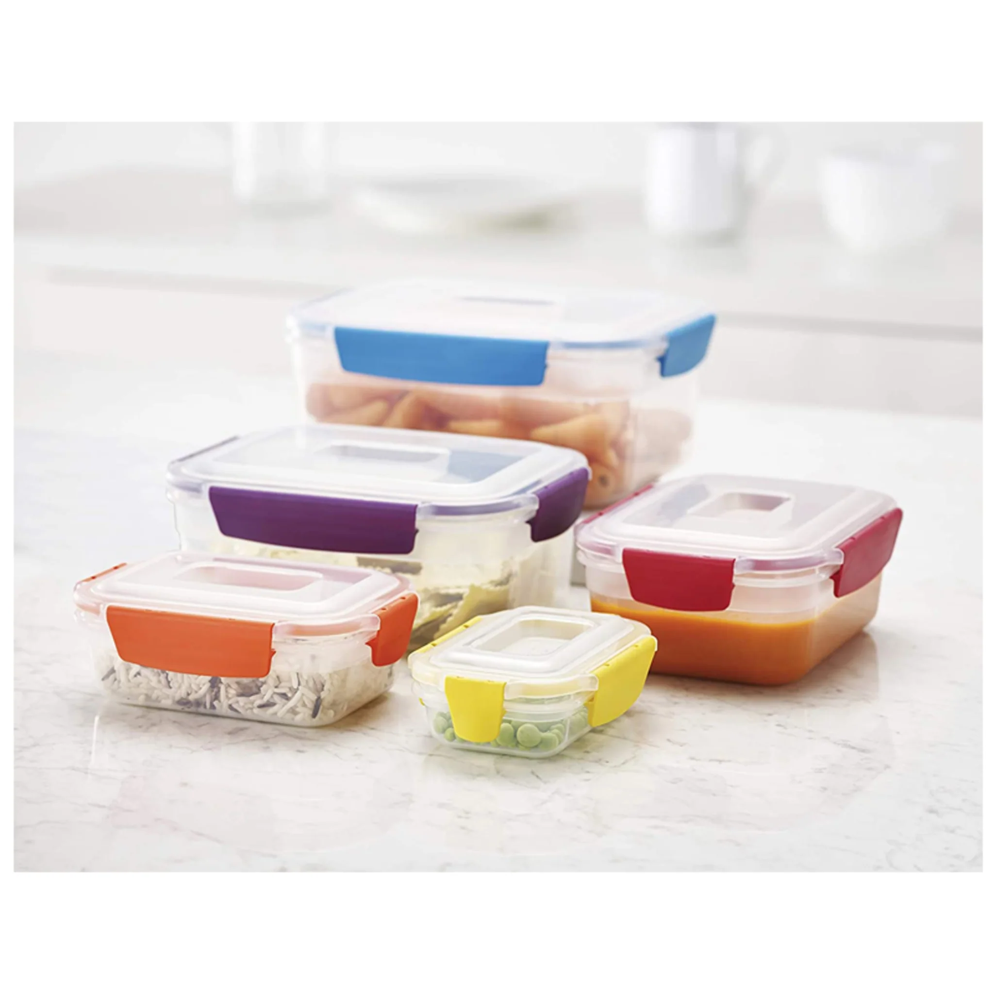 10 - PIECE NEST LOCK PLASTIC FOOD STORAGE CONTAINER SET - (MULTICOLOR) - Image 2