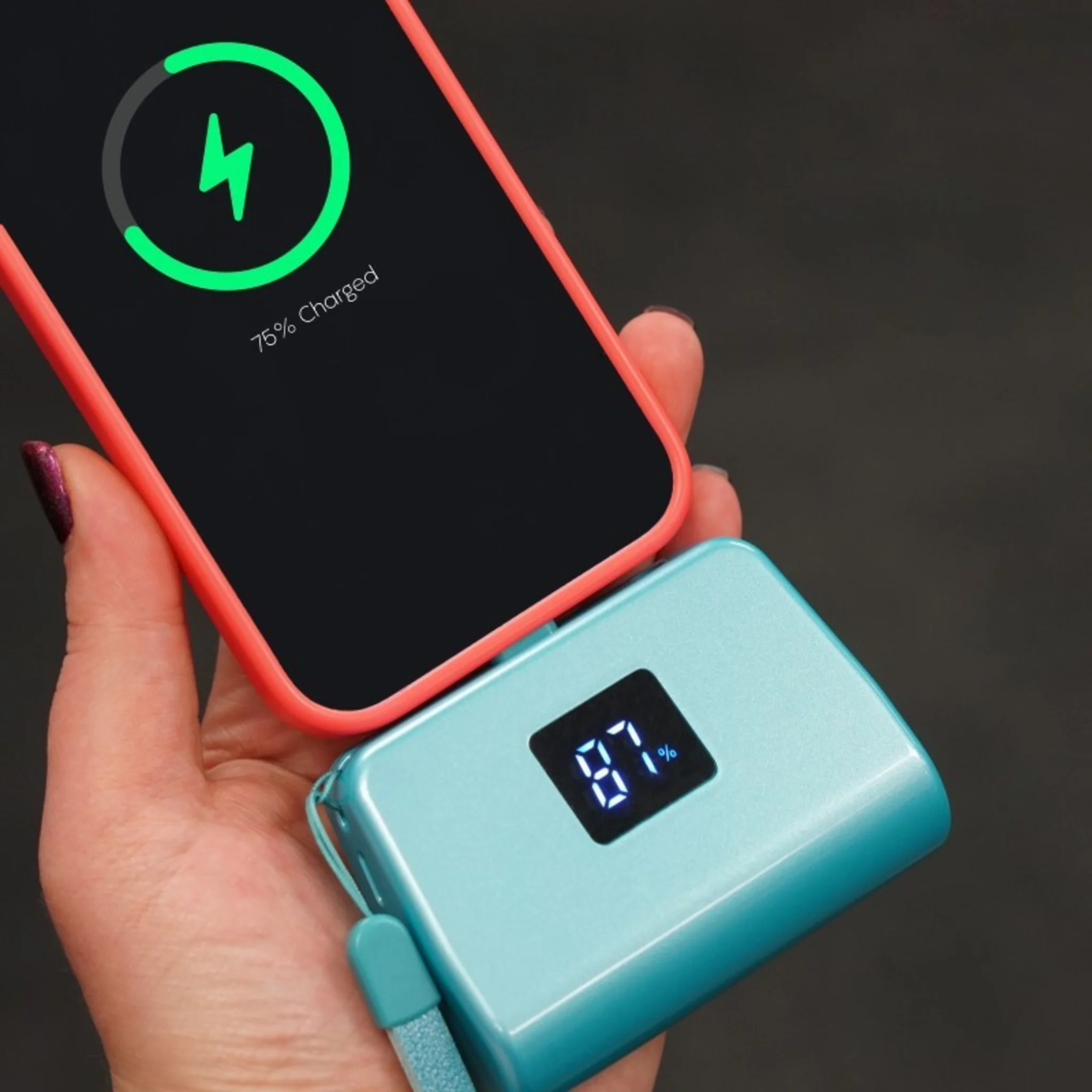 TOTALBOOST MINI 5,000MAH POWER BANK W/ INTERCHANGEABLE ADAPTERS - (TEAL METALLIC) - Image 2