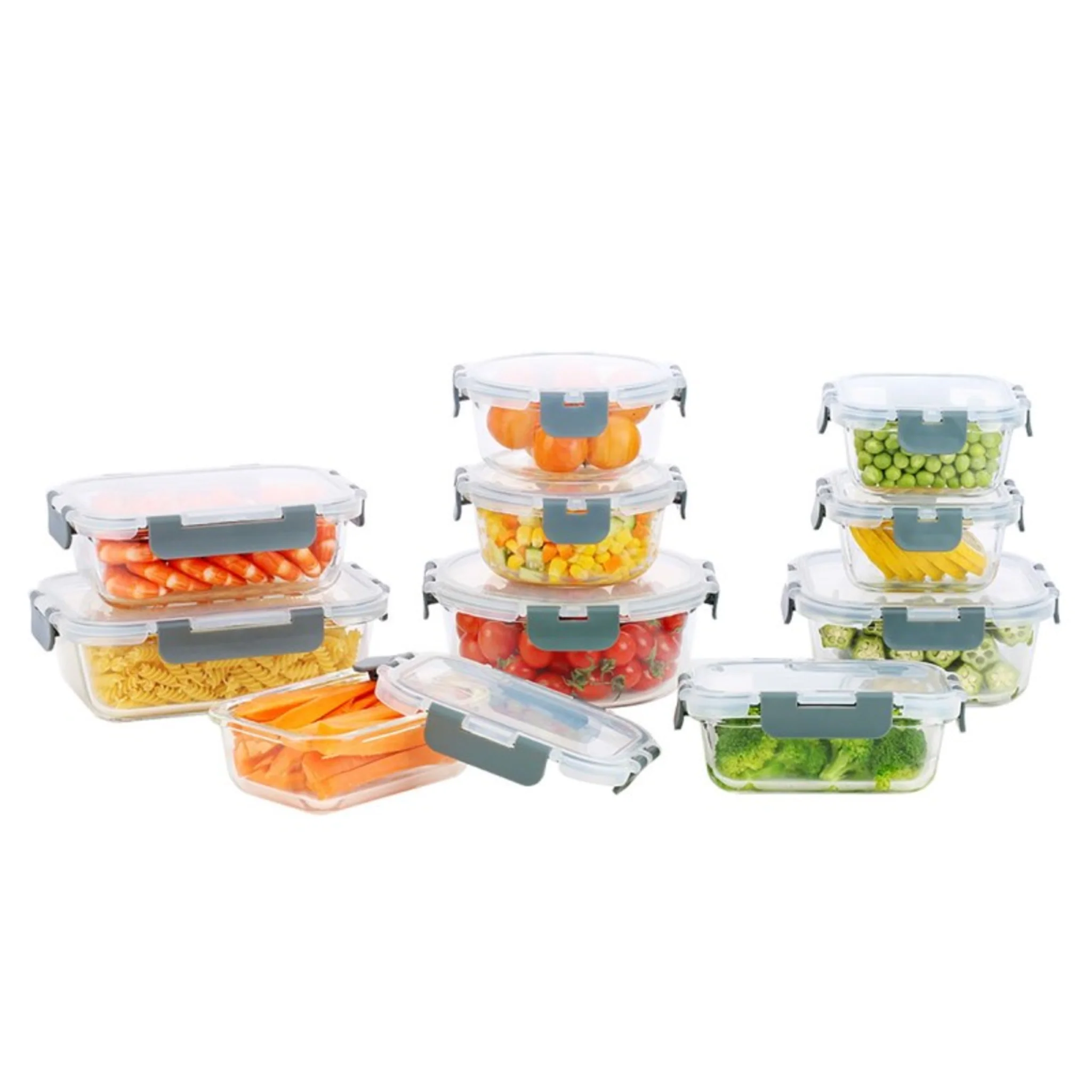 20 PIECE GLASS FOOD STORAGE SET WITH CLIP LID - Image 2