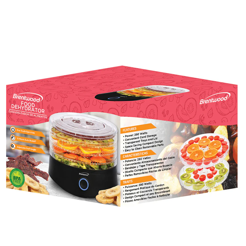 5 - TRAY FOOD DEHYDRATOR WITH AUTO SHUT OFF - (BLACK)