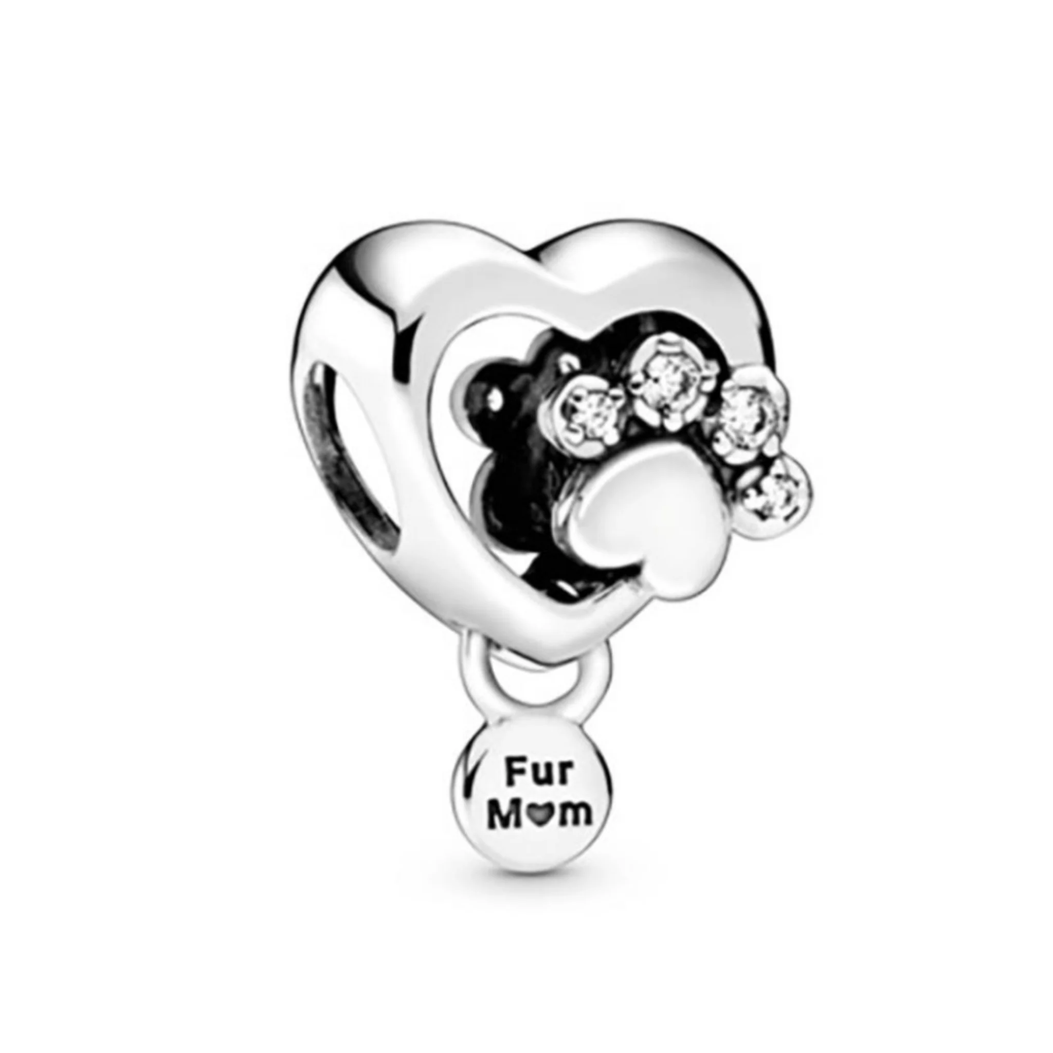 SPARKLING PAW PRINT & HEART CHARM - Image 2