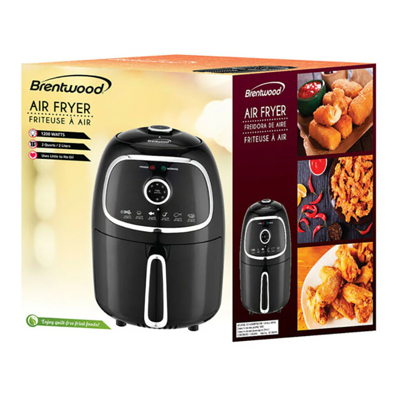 2 - QUART ELECTRIC AIR FRYER WITH TIMER AND TEMP CONTROL - (BLACK)