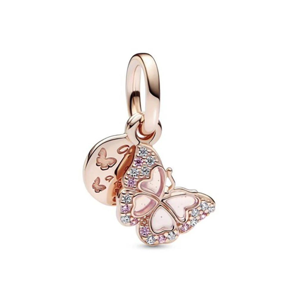 PINK BUTTERFLY & QUOTE DOUBLE DANGLE CHARM