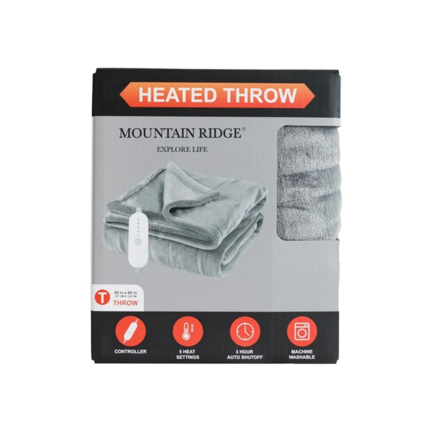 MICROPLUSH HEATED 50X60 THROW - (GRAY) - Image 2