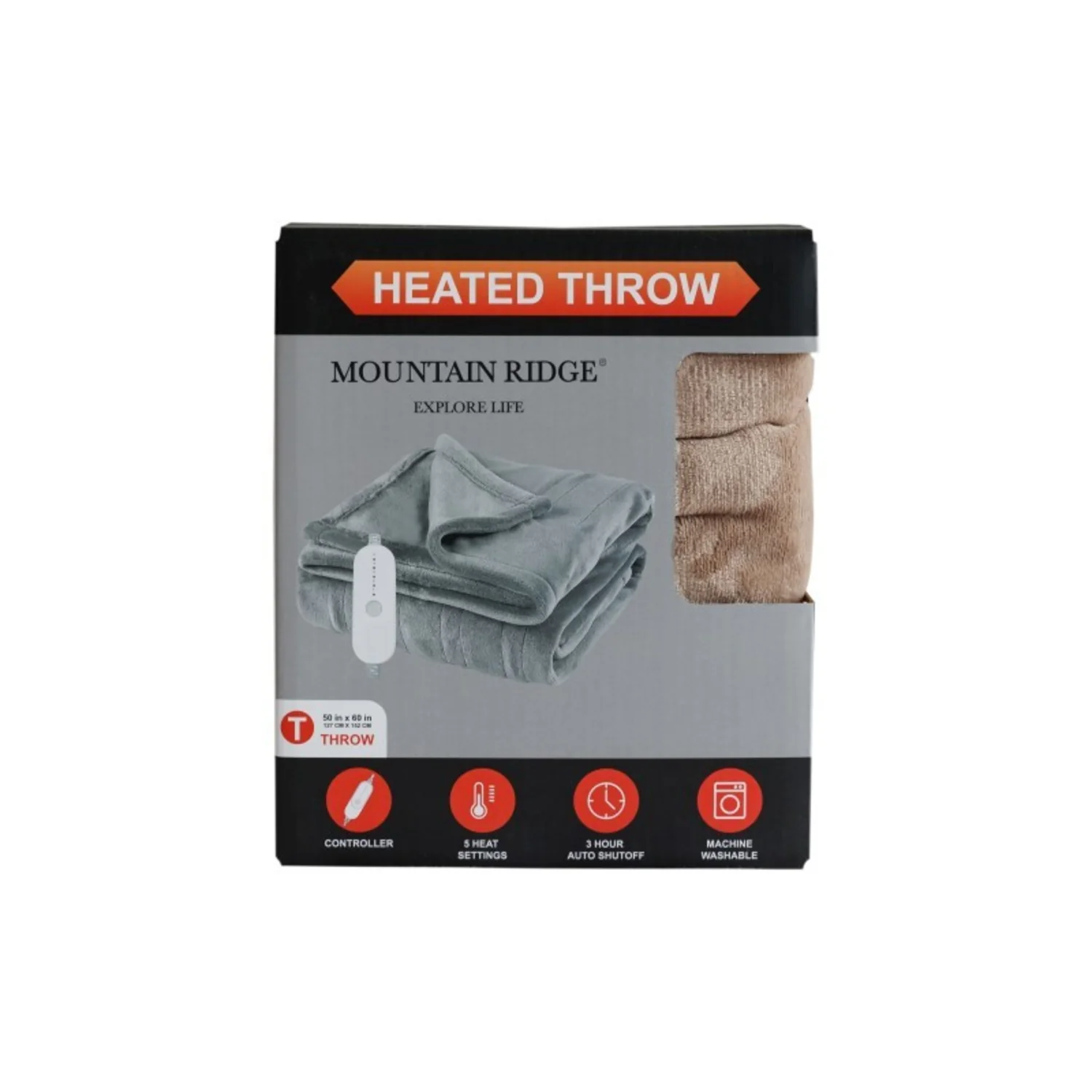MICROPLUSH HEATED 50X60 THROW - (TAUPE) - Image 2