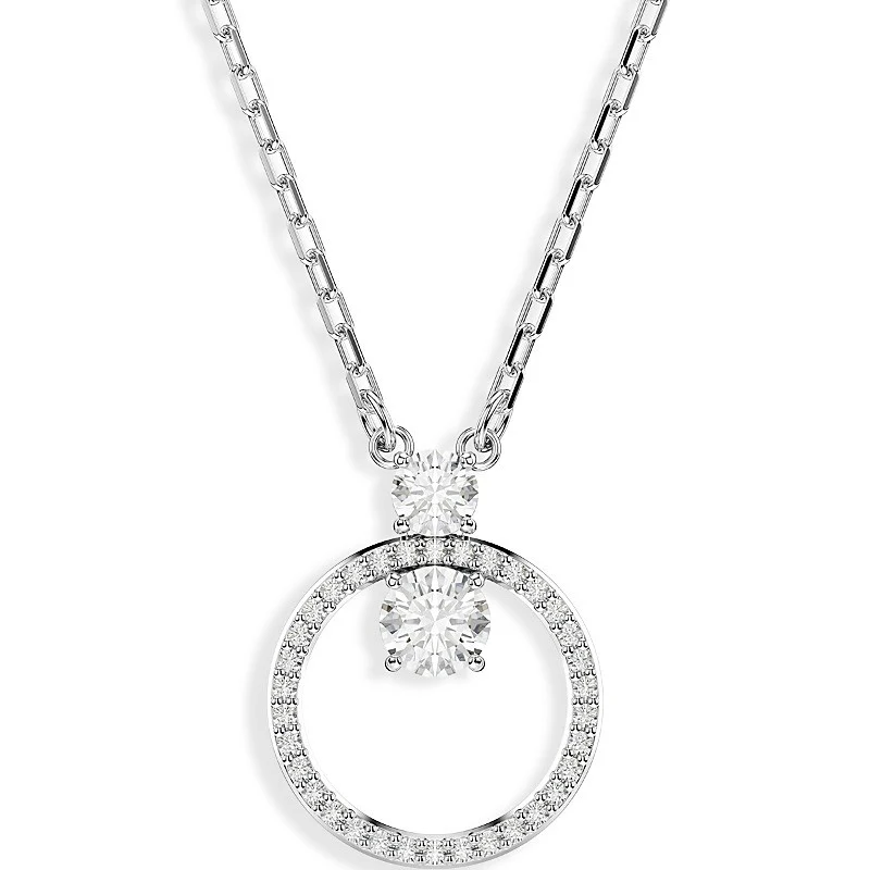 CONSTELLA PENDANT, PAVÉ, ROUND CUT, WHITE, RHODIUM PLATED