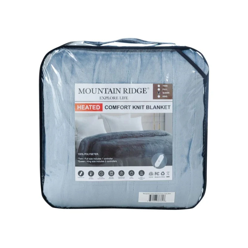 HEATED BLUE QUEEN MICROPLUSH BLANKET