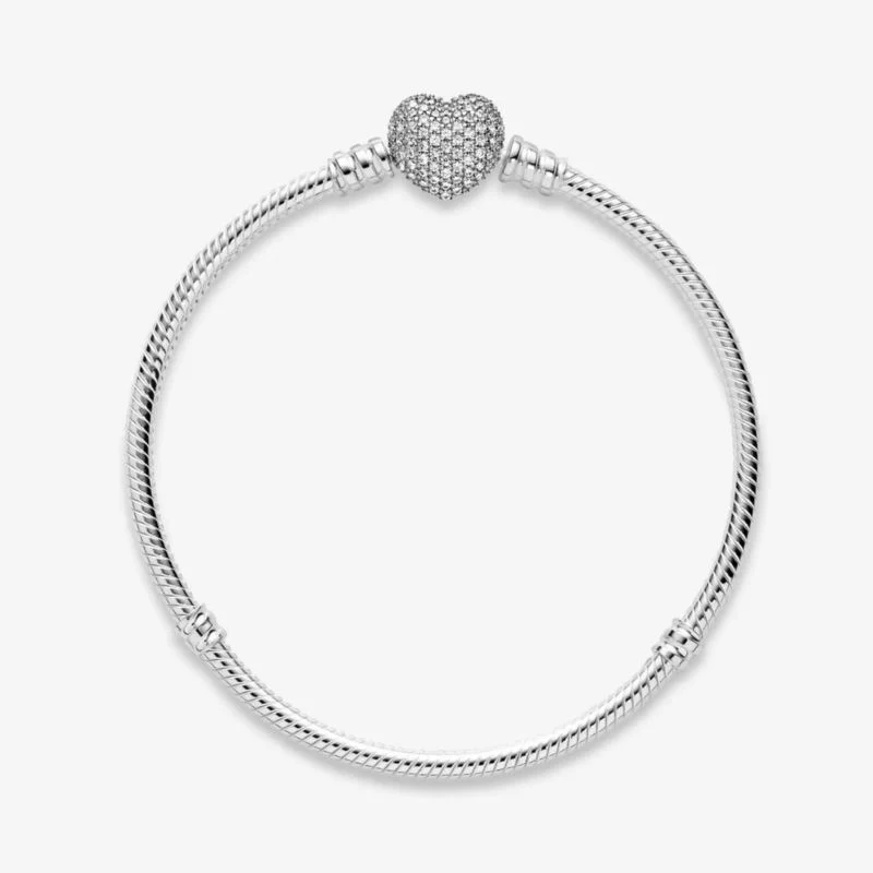 MOMENTS SPARKLING HEART CLASP BRACELET - (SIZE 7.5)