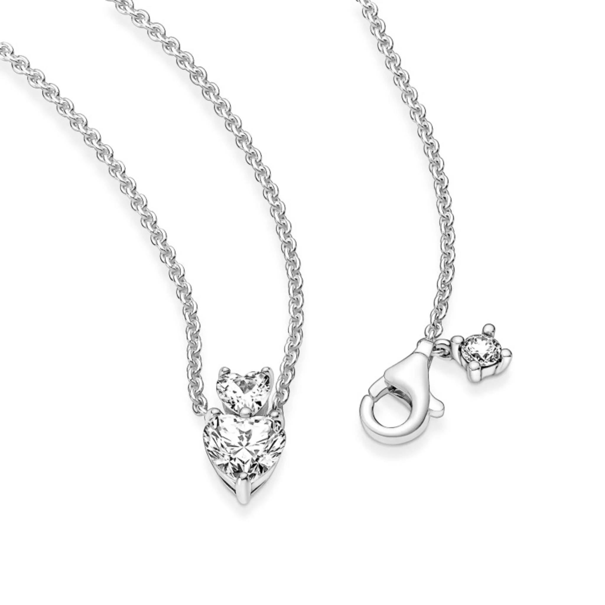 DOUBLE HEART PENDANT SPARKLING NECKLACE - Image 2