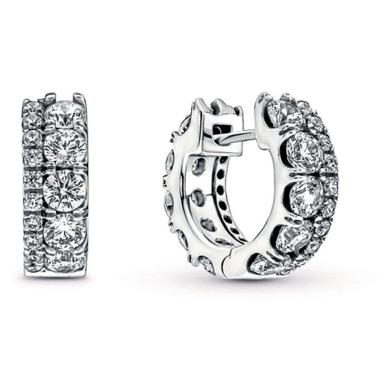 DOUBLE BAND PAVE HOOP EARRINGS