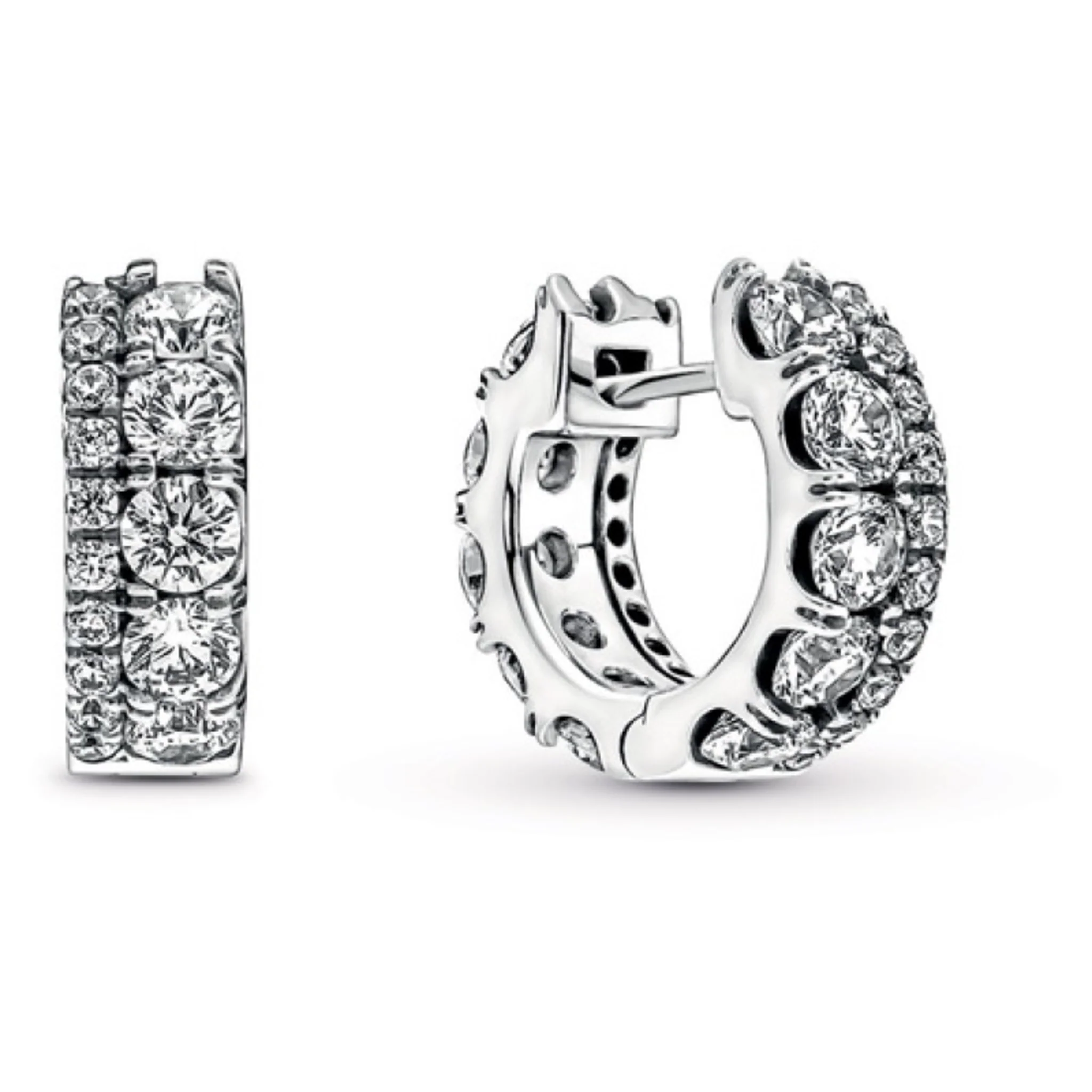 DOUBLE BAND PAVE HOOP EARRINGS - Image 2