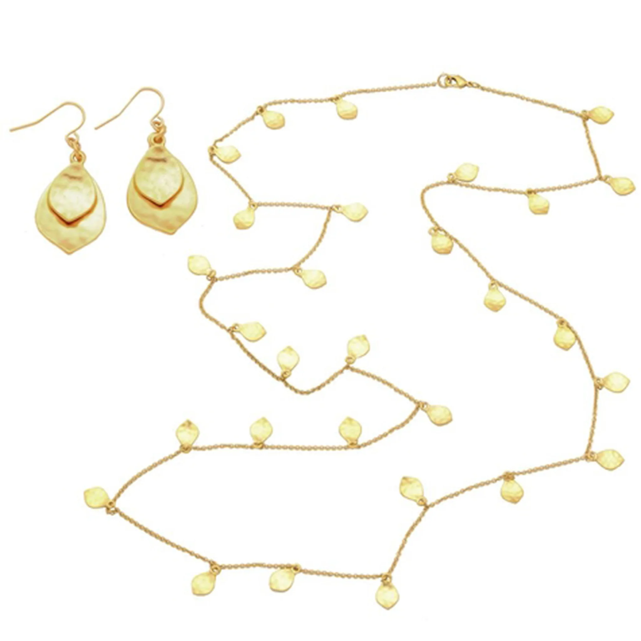 HAMMERED LEAF NECKLACE AND EARRINGS - Image 2