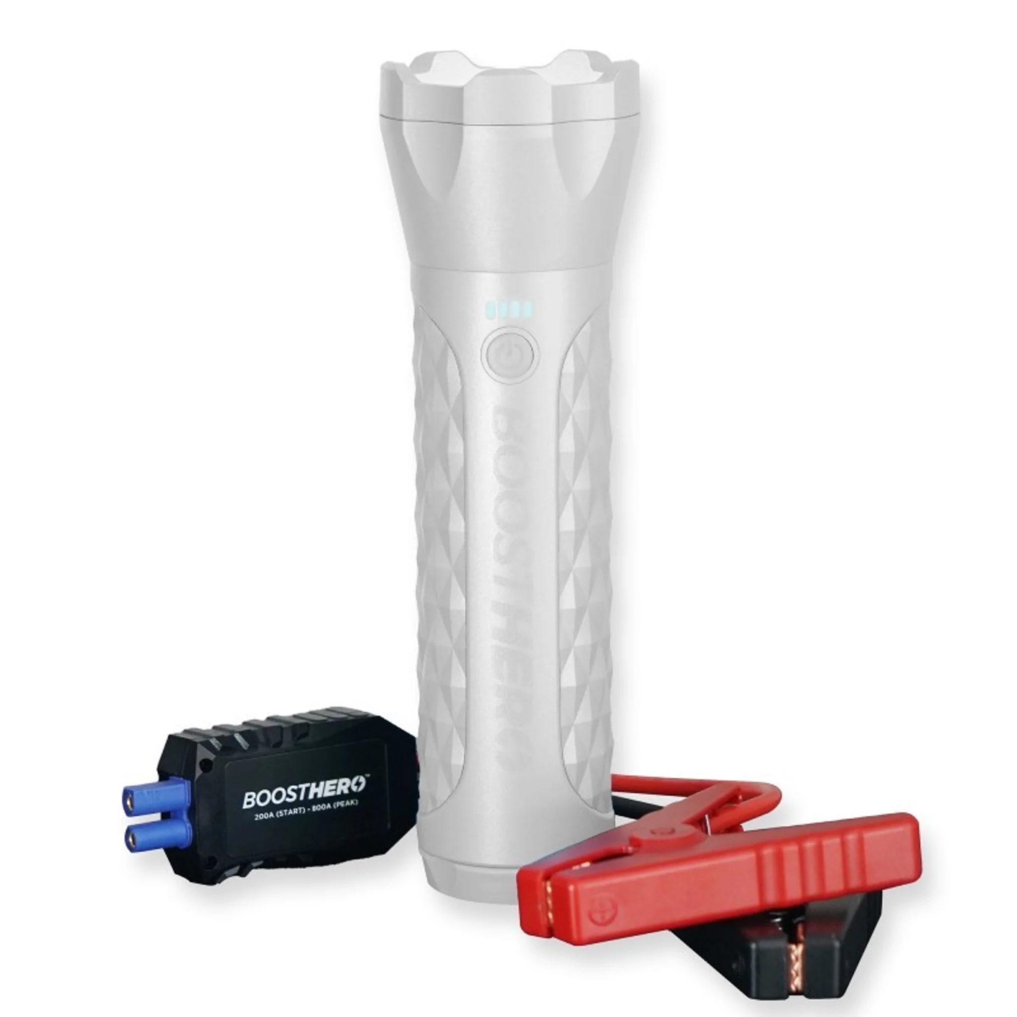 BOOSTHERO VEHICLE JUMP STARTER, FLASHLIGHT & POWER BANK - (WHITE METALLIC) - Image 2