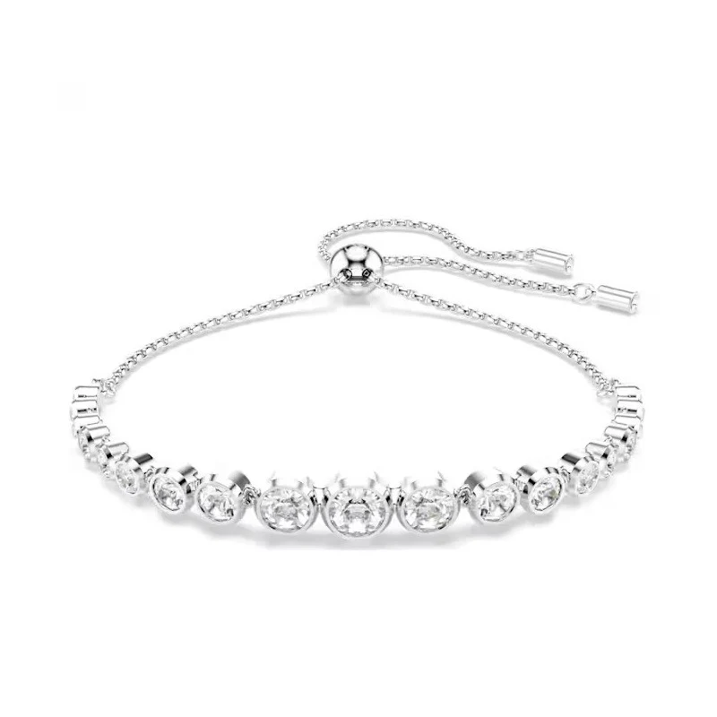 IMBER TENNIS BRACELET, MIXED ROUND CUTS, WHITE, RHODIUM PLATED-MEDIUM