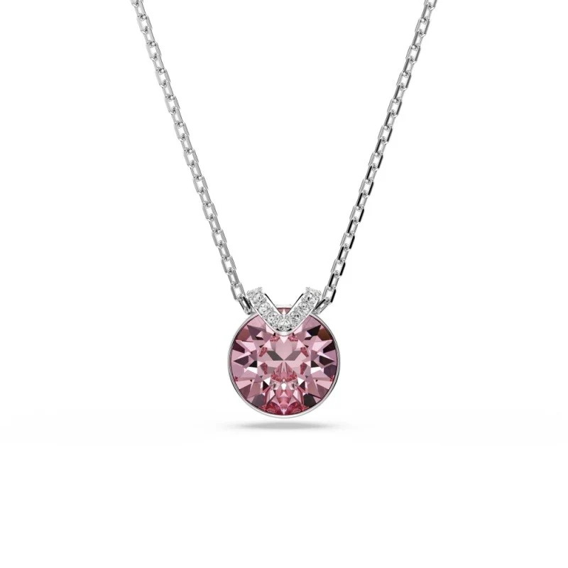 MP BELLA, CENTRAL PINK CRYSTAL PLATED WITH RHODIUM PENDANT