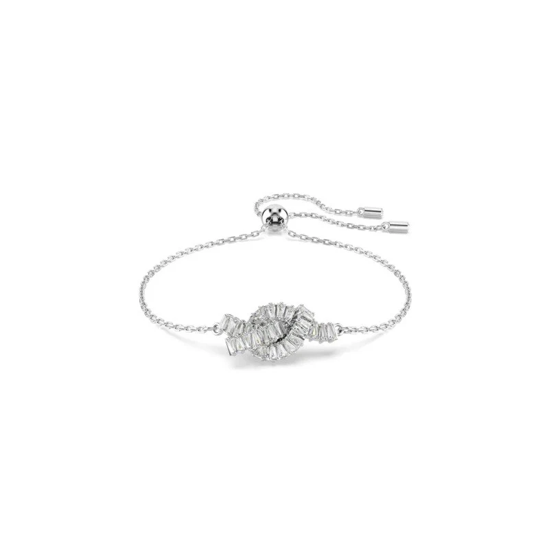 MATRIX BRACELET, BAGUETTE CUT, KNOT, WHITE, RHODIUM PLATE-MEDIUM