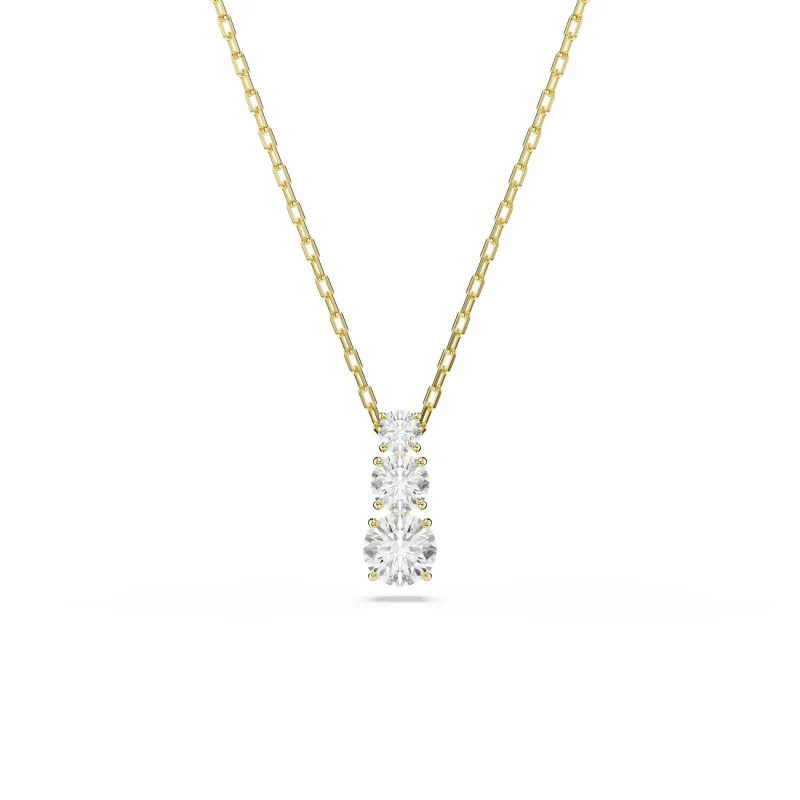 STILLA ATTRACT PENDANT, ROUND CUT, WHITE, GOLD-TONE PLATED