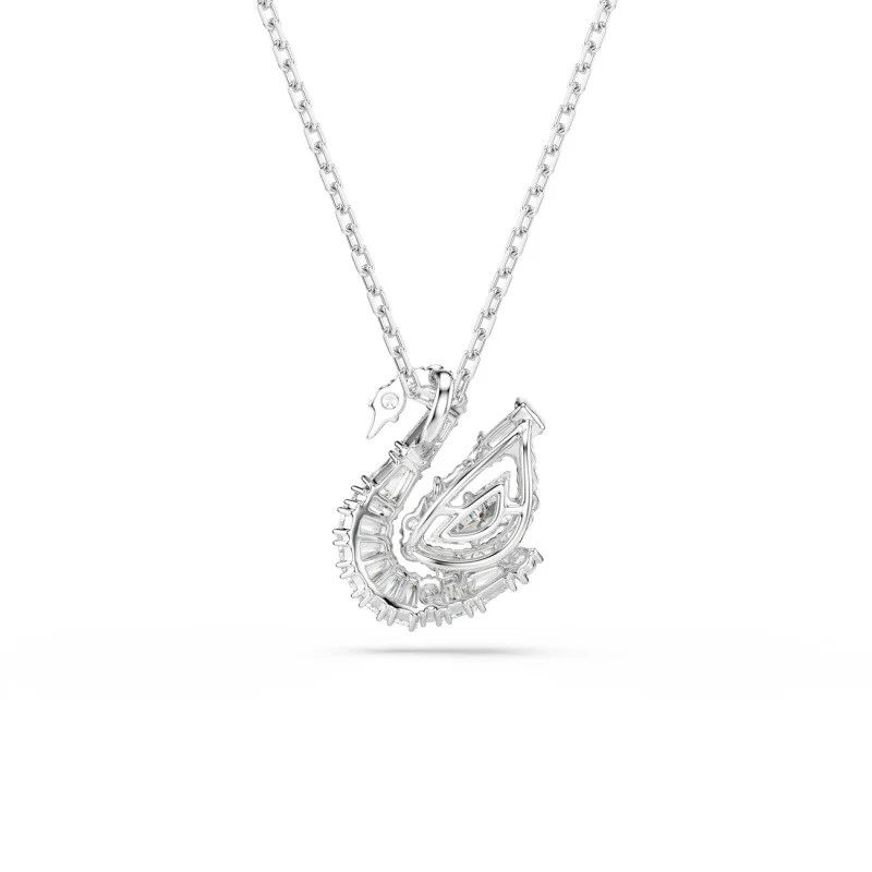 SWAN PENDANT, MIXED CUTS, SWAN, WHITE
