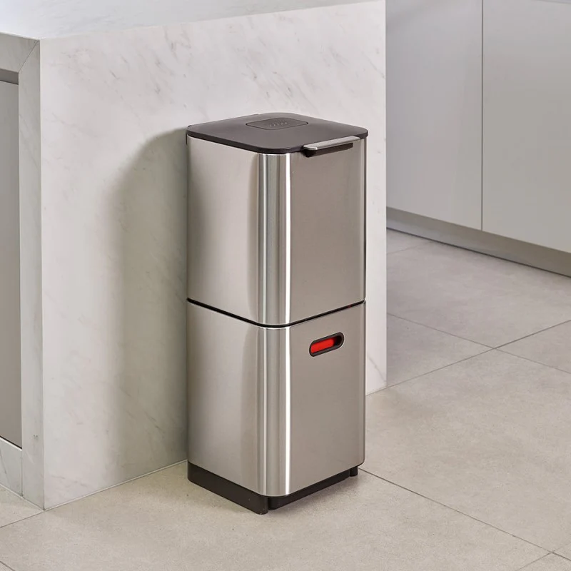 TOTEM COMPACT 40L WASTE AND RECYCLING BIN - (STAINLESS)