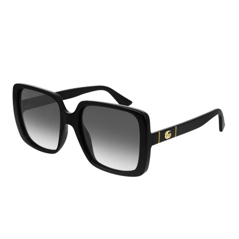 WOMEN'S SHINY BLACK RECTANGULAR SUNGLASSES