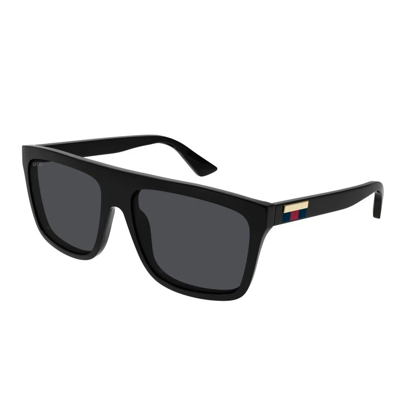 MEN'S SHINY BLACK RECTANGULAR SUNGLASSES