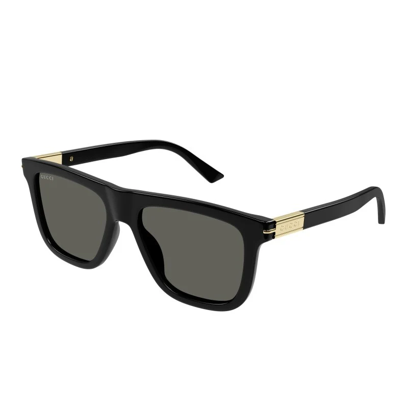 MEN'S SHINY BLACK RECTANGULAR SUNGLASSES