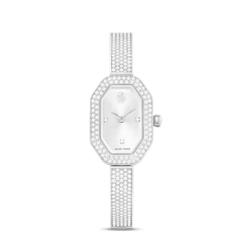 DEXTERA BANGLE WATCH, SWISS MADE, METAL BRACELET, SILVER TONE, STAINLESS STEEL