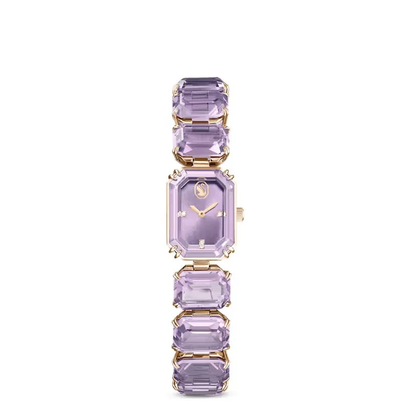 WATCH, OCTAGON CUT BRACELET, PURPLE, CHAMPAGNE GOLD-TONE FINISH