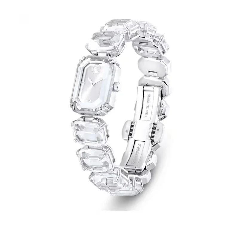 WATCH, OCTAGON CUT BRACELET, WHITE, STAINLESS STEEL