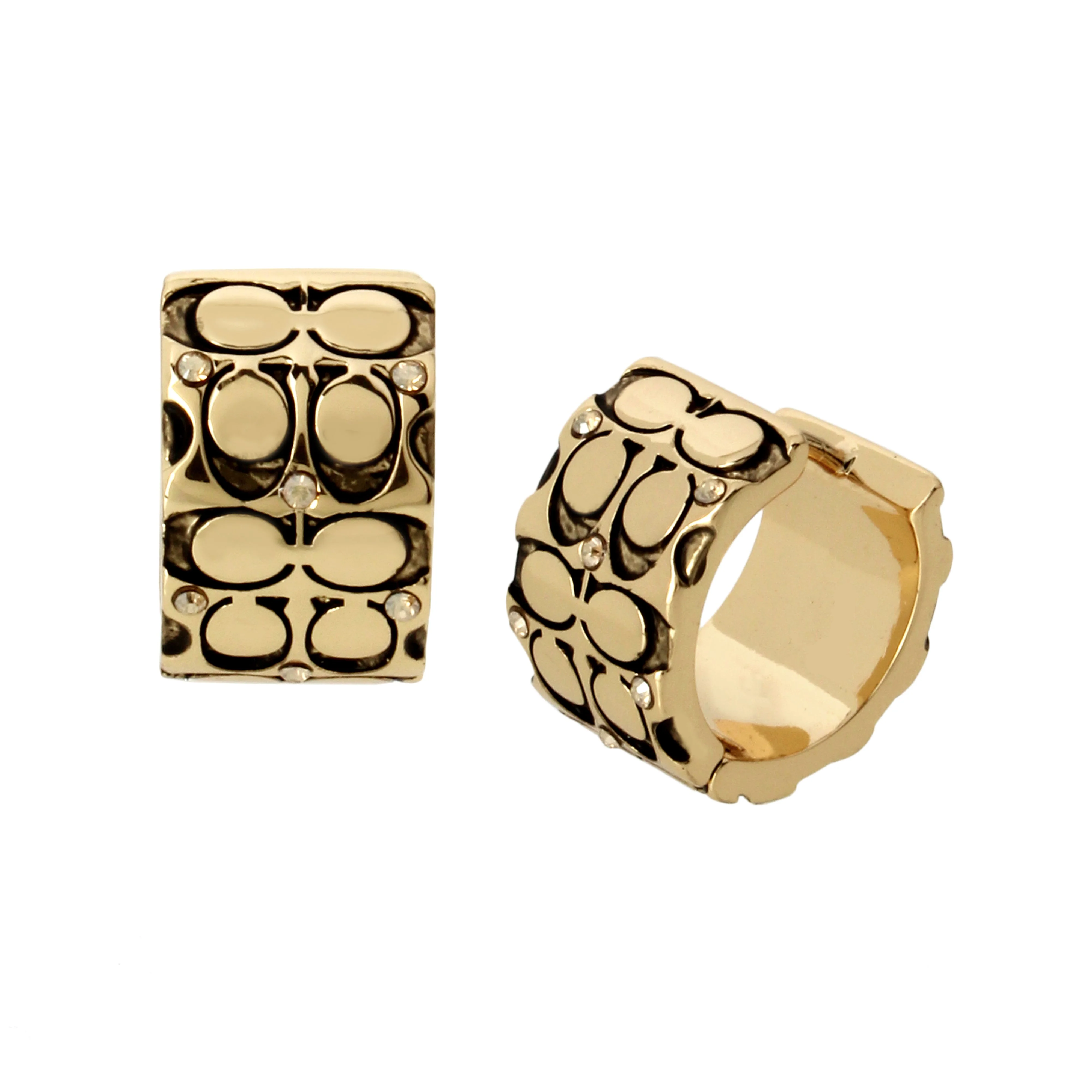 QUILTED C CRYSTALS HOOP EARRINGS - Image 2