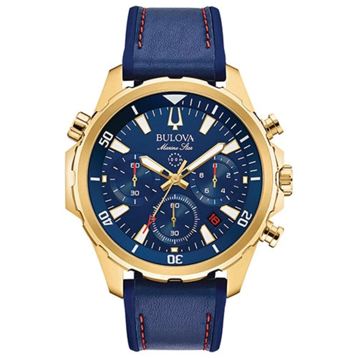 MENS MARINE STAR LEATHER STRAP WATCH DIAL - Image 3
