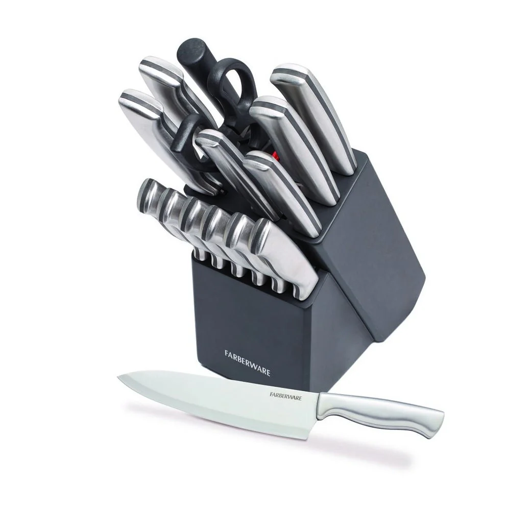 15PC STAMPED HIGH CARBON KNIFE BLOCK SET - Image 2