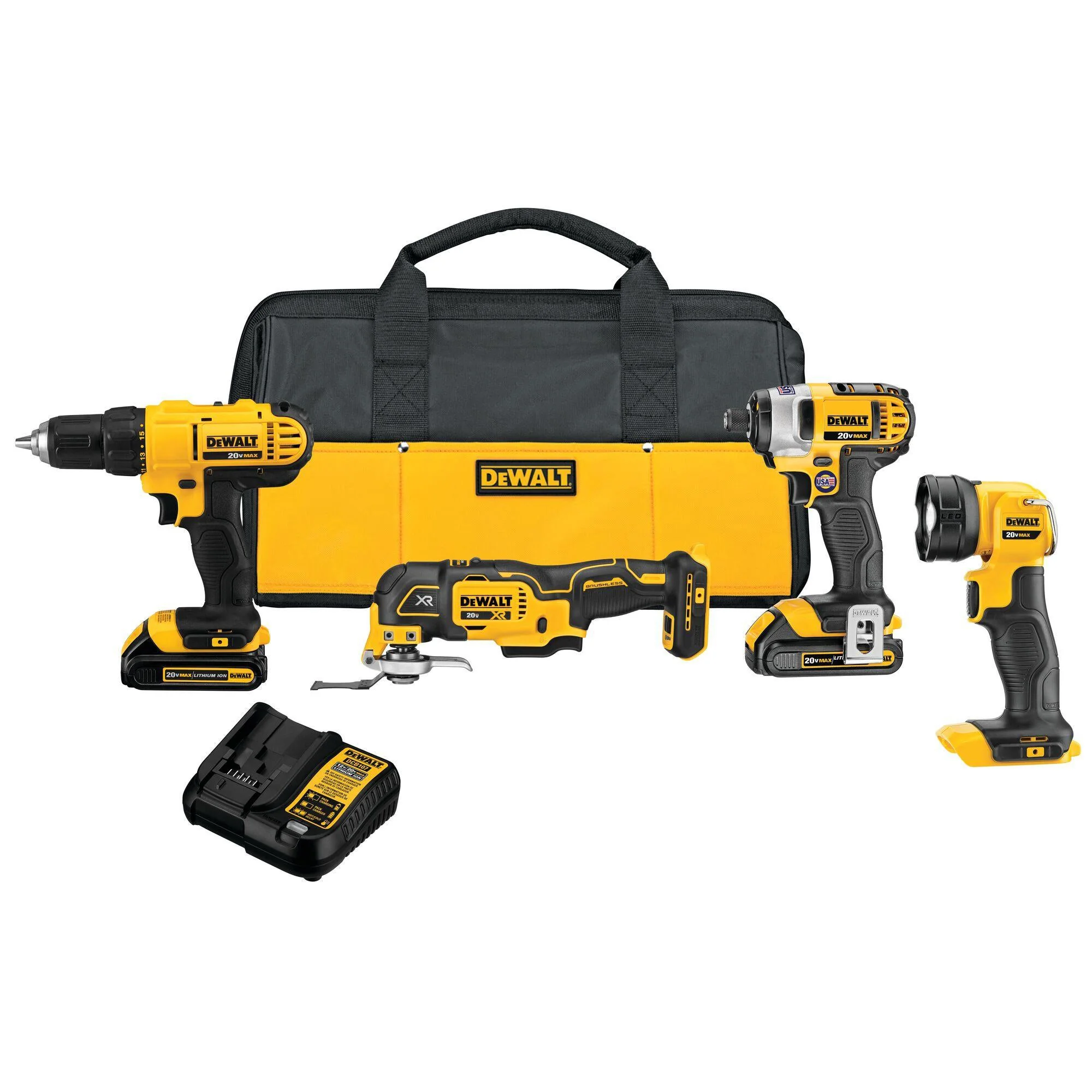 20 MAX 4 TOOL COMBO KIT - DRILL/DRIVER IMPACT DRIVER MULTI-TOOL WORK LIGHT - Image 2