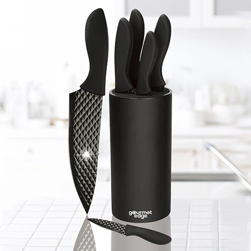 7PC DIAMOND NONSTICK BLADE CUTLERY SET W/ UNIVERSAL BLOCK