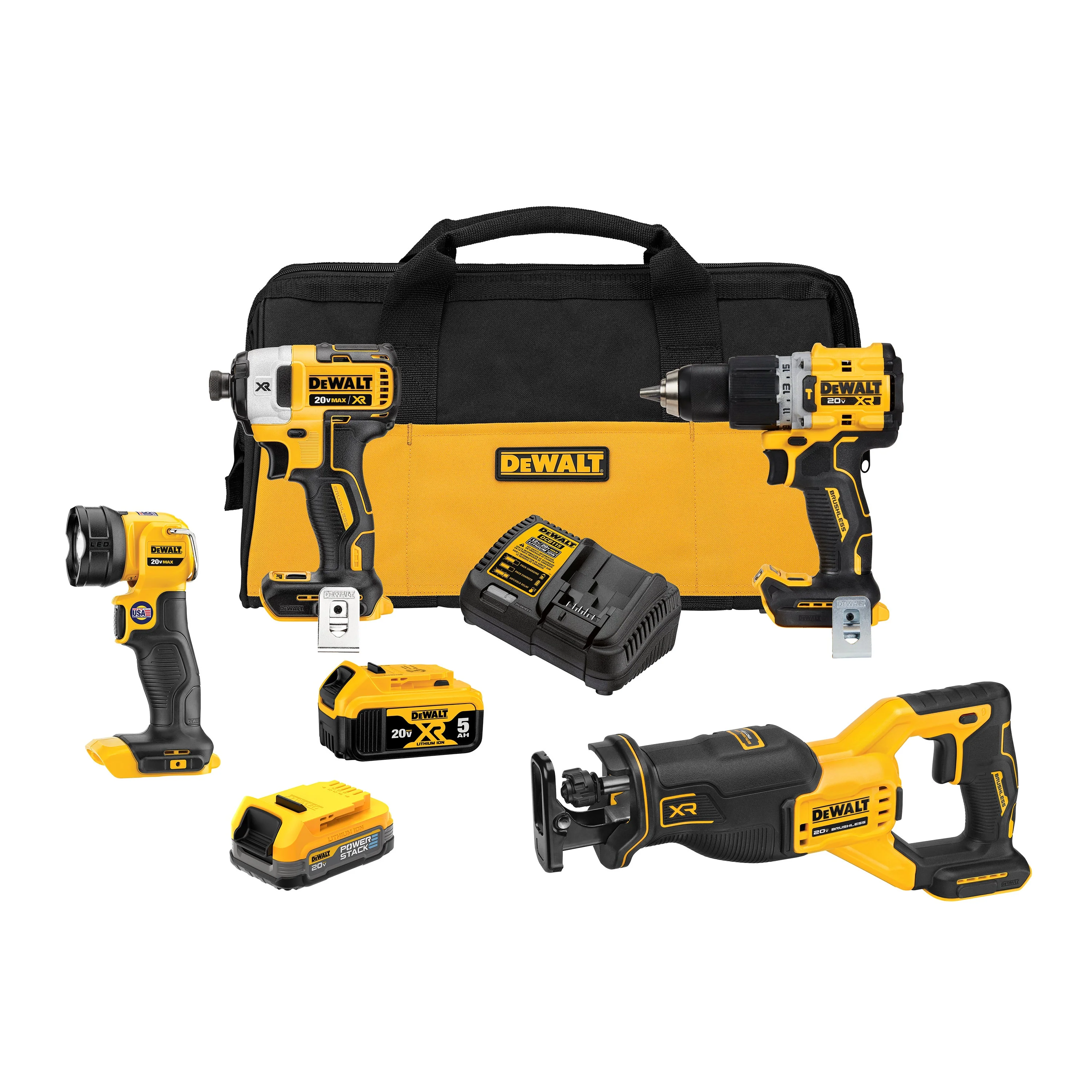 20V MAX XR BRUSHLESS 4-TOOL COMBO KIT W/ 1 POWERSTACK BATTERY - Image 2
