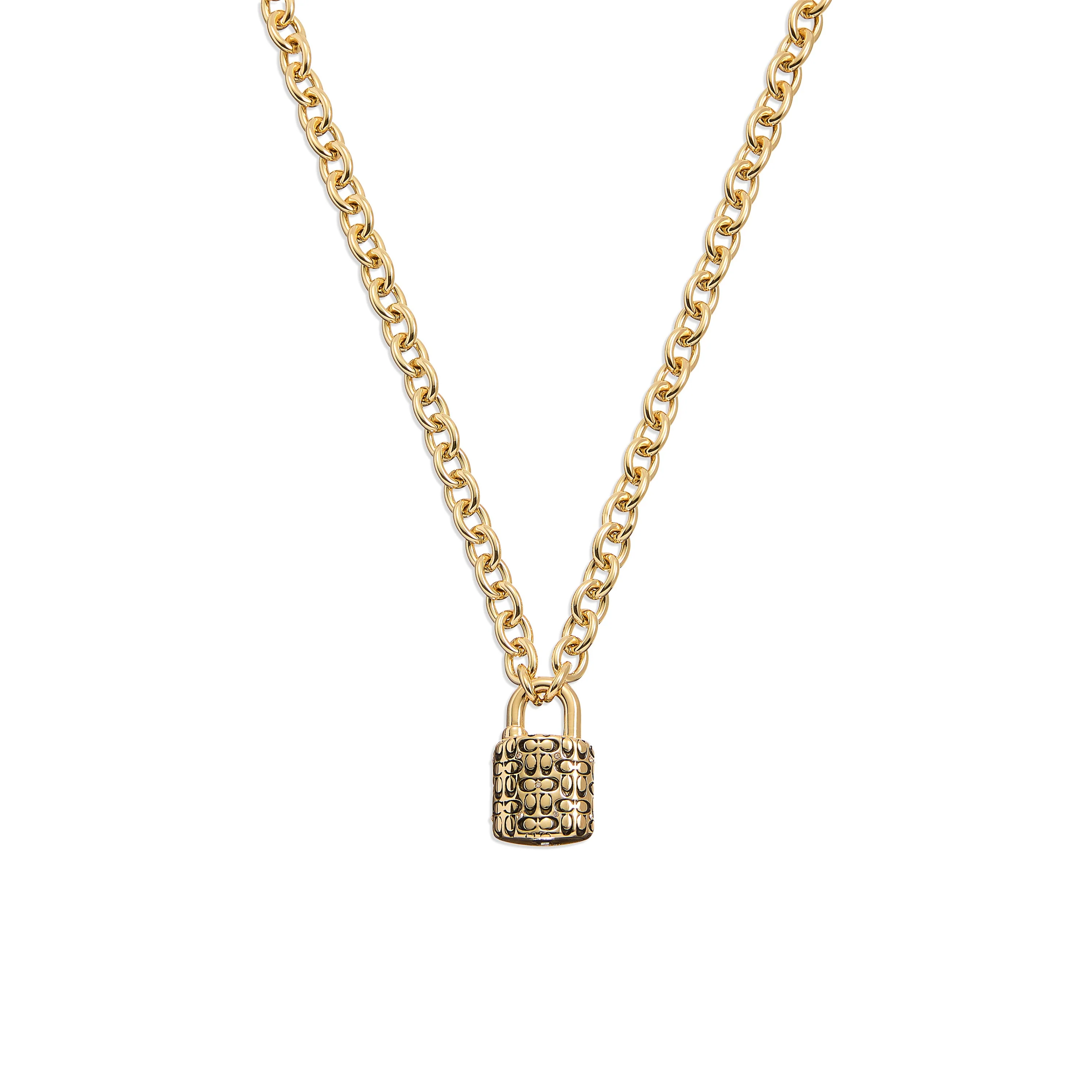 QUILTED C PADLOCK PENDANT NECKLACE - Image 2