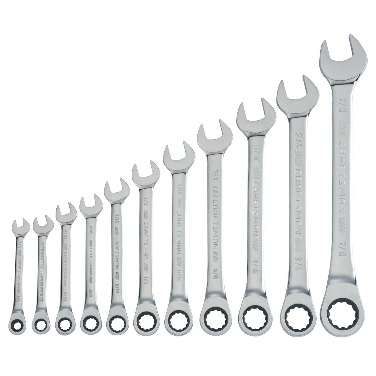 11PC SAE RATCHETING COMBINATION WRENCH SET - Image 2