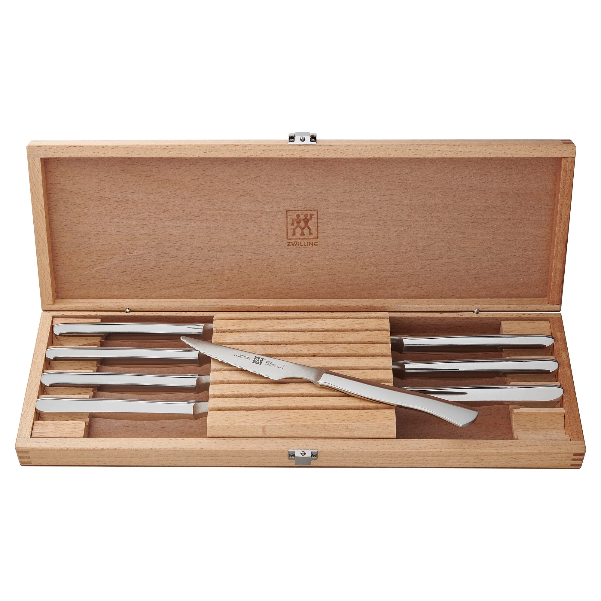 8PC SERRATED STEAK KNIFE SET W/ WOOD GIFT BOX - Image 2