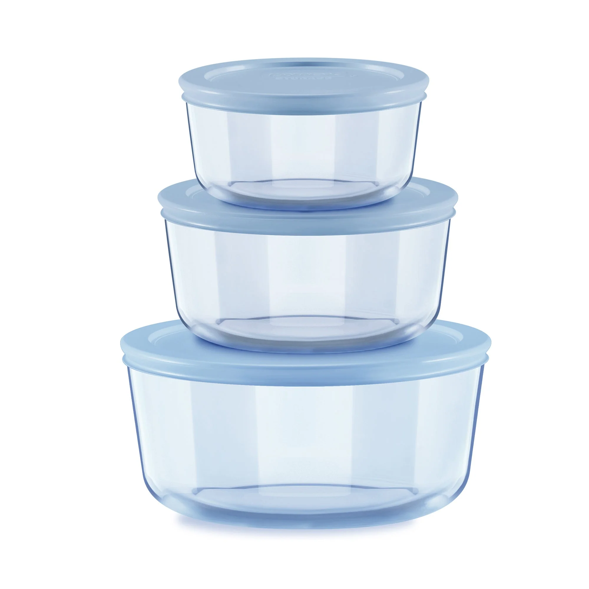 6PC SIMPLY STORE ROUND TINTED GLASS FOOD STORAGE SET LIDS - Image 2