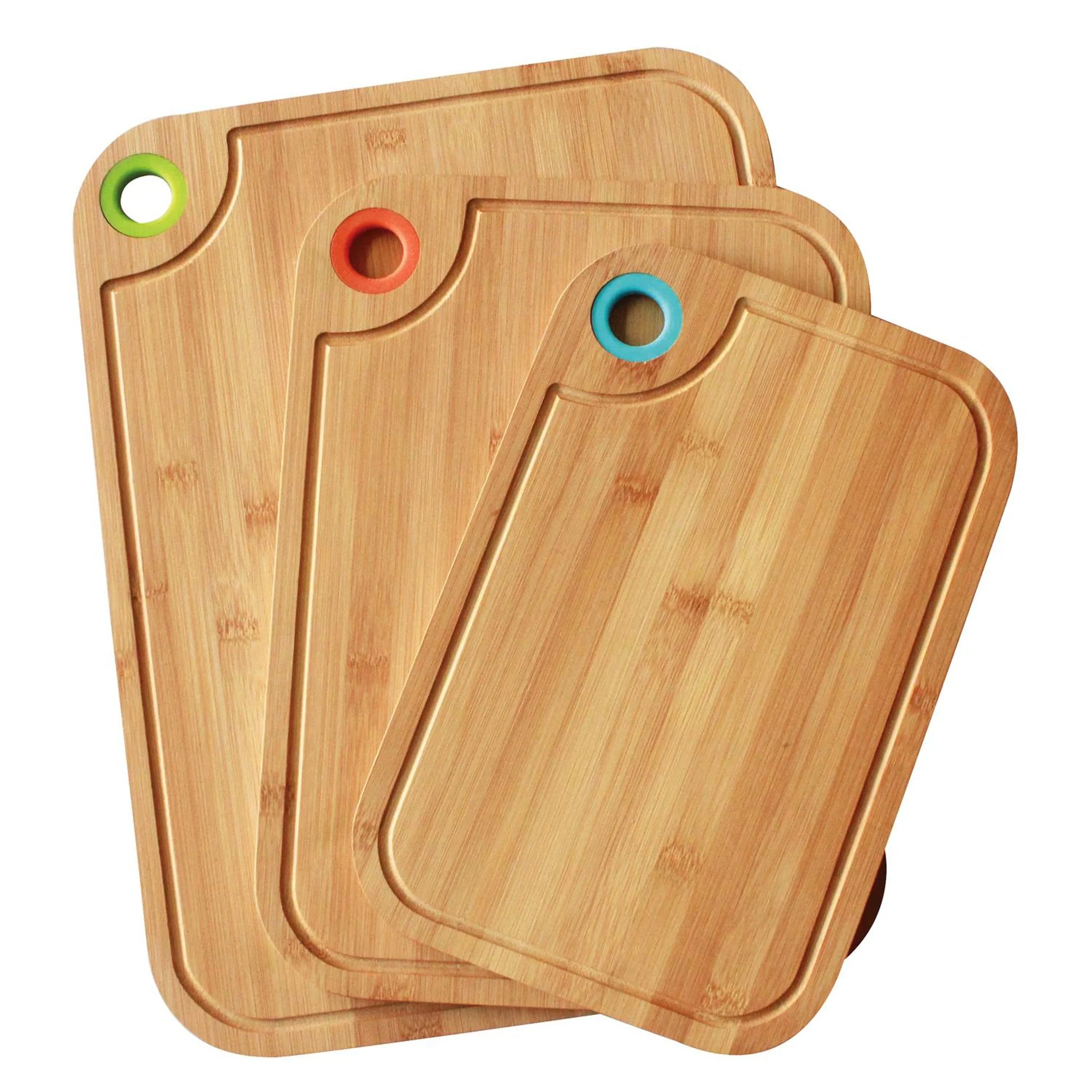 3PC BAMBOO CUTTING BOARD SET W/ RINGS - Image 2