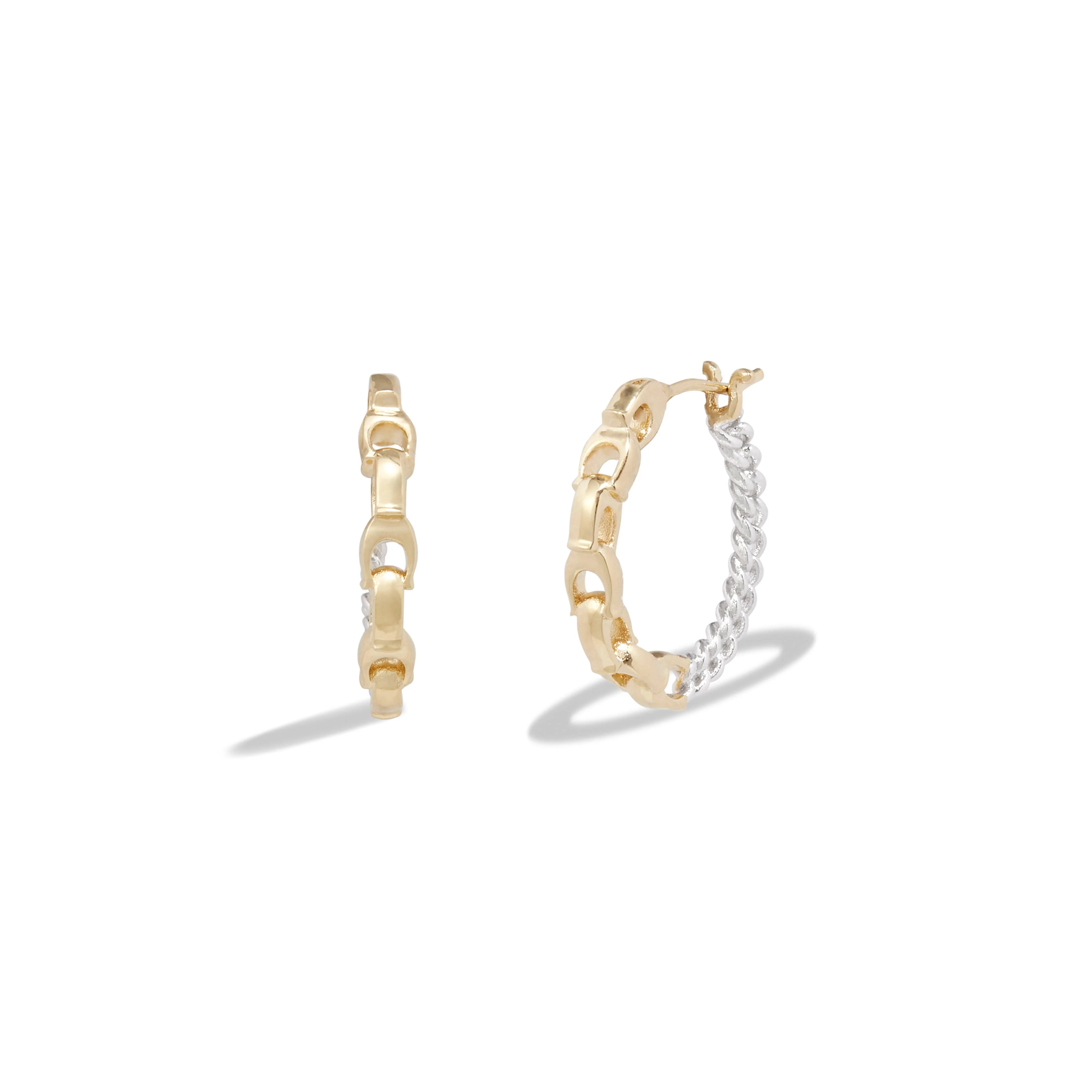 MIXED CHAIN HOOP EARRINGS - Image 2