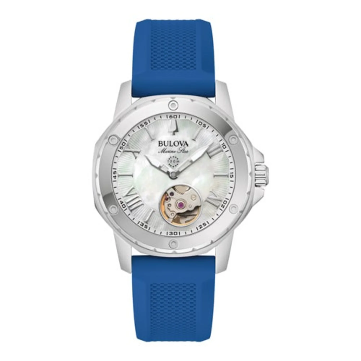 MEN'S MARINE STAR AUTOMATIC SILICONE STRAP WATCH, MOP DIAL - Image 3